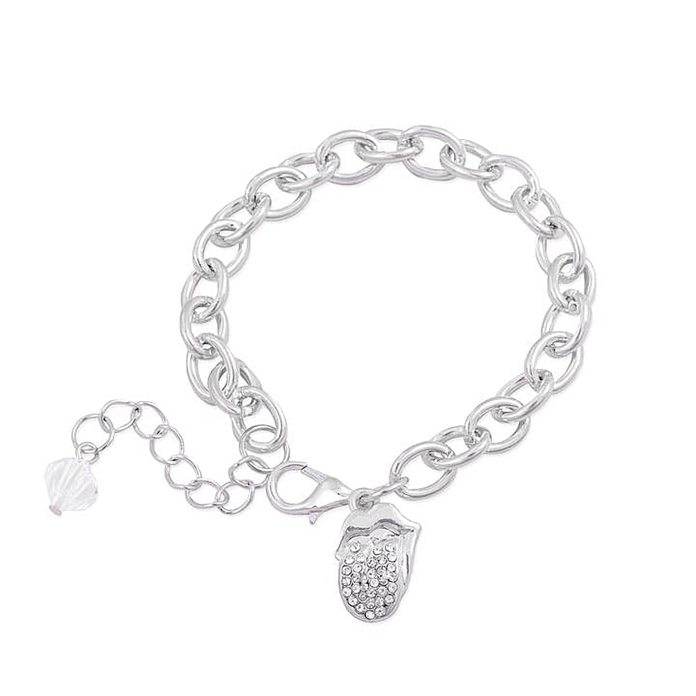 ROLLING STONES - Crystal Tongue Charm Bracelet